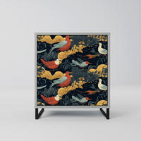 SIDEBOARD FOWLY DAZE, Grau, 57,5x42x67,5 cm, Schwarze Metall-Rahmenfüße - Multicolor/Schwarz, Holzwerkstoff/Metall (57.5/67.5/42cm) - SpaceRebels