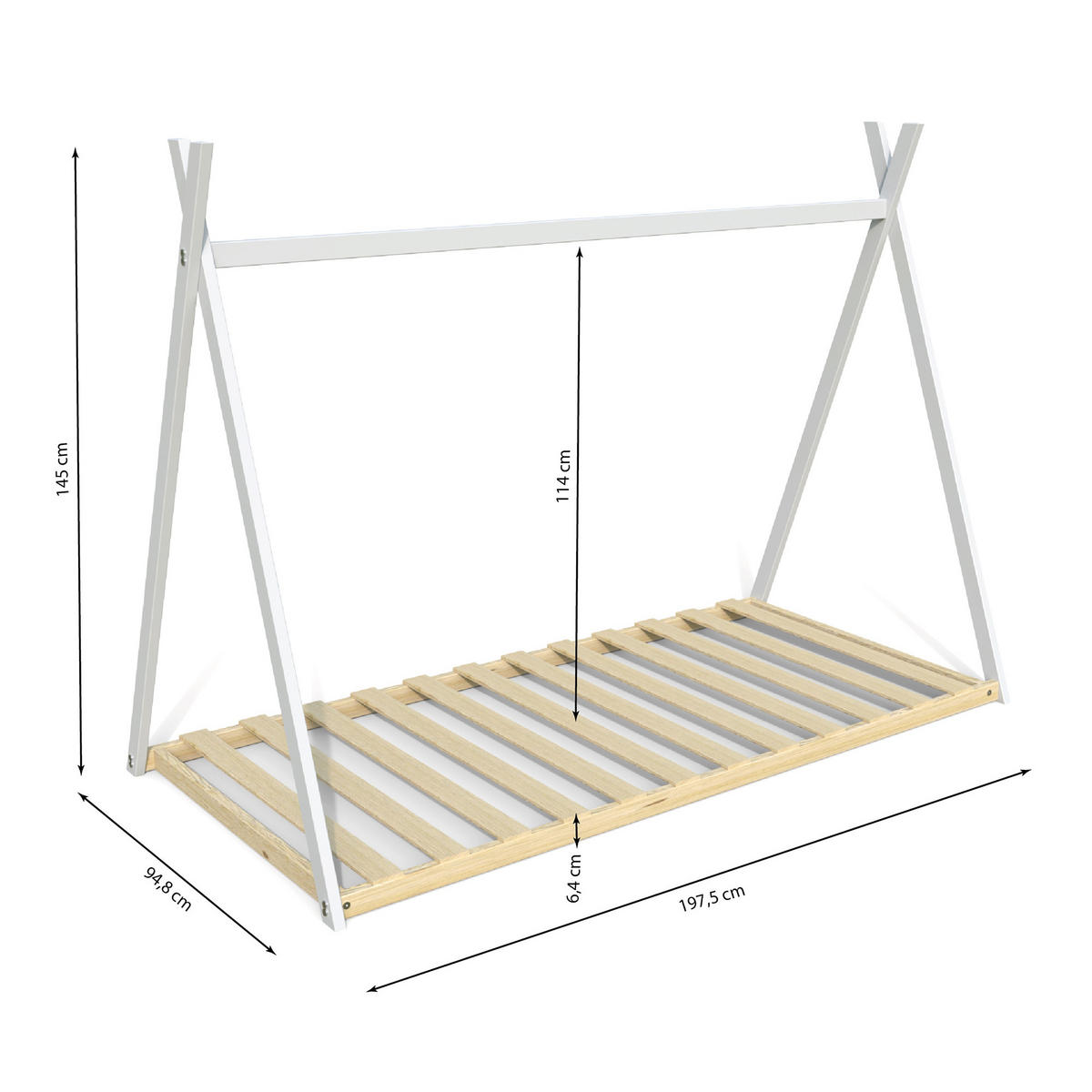 HAUSBETT SIOUX mit Lattenrost/ Kinderbett 90x190 - Weiß - Weiß, Holz (90/190cm) - Weber Industries