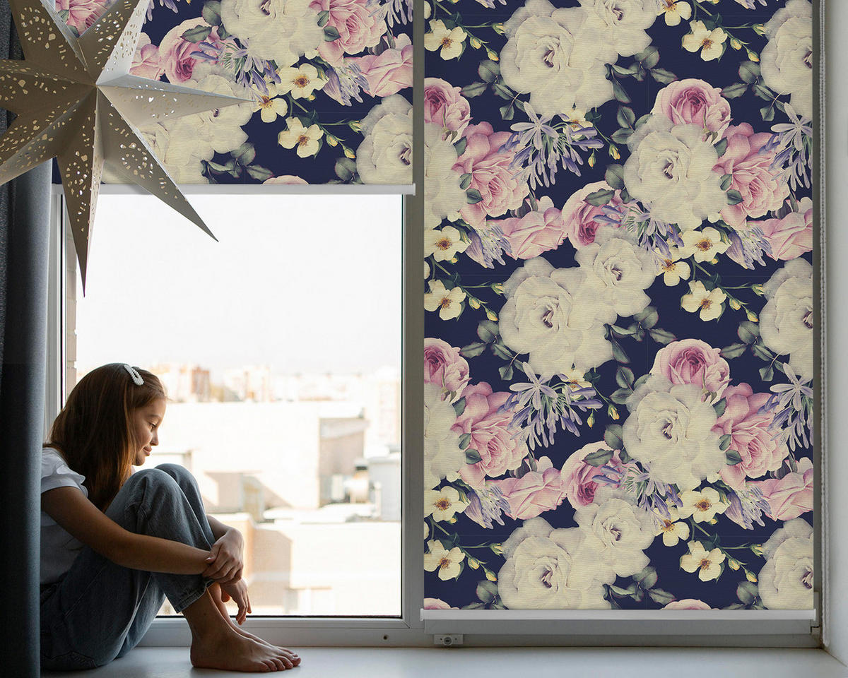 VNÚTORNÁ roleta - okenná roleta - roleta - 90x180 cm - Ruže - biela, plast (90/180/0.5cm) - TULUP