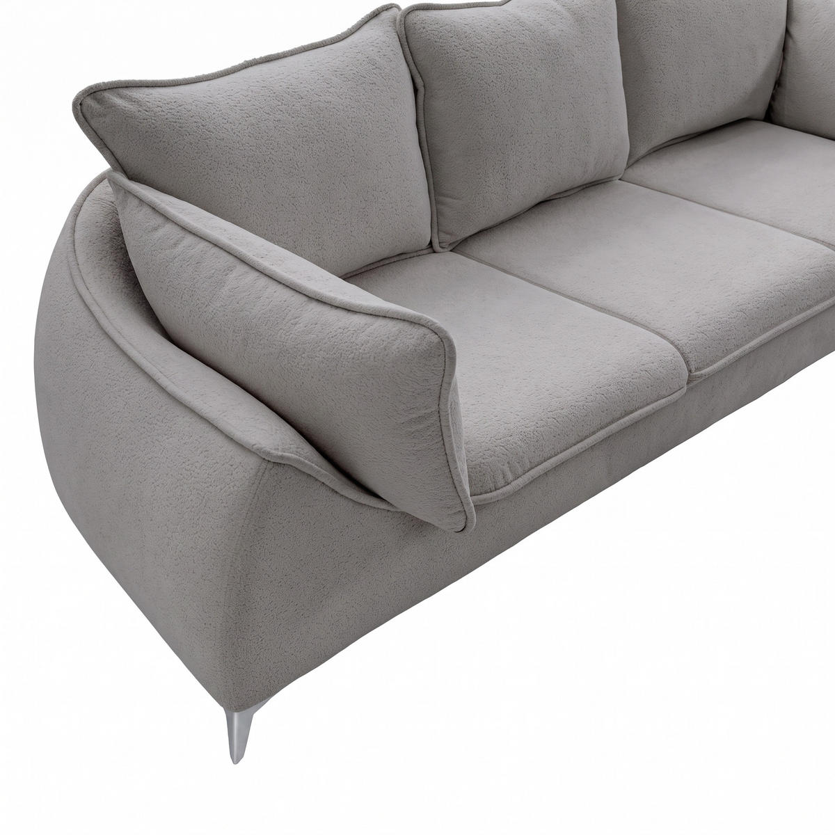 3-SITZER Sofa MELANI 252 cm Velours Grau - Chromfarben/Grau, Holz/Textil (252/90/88cm) - Muffo