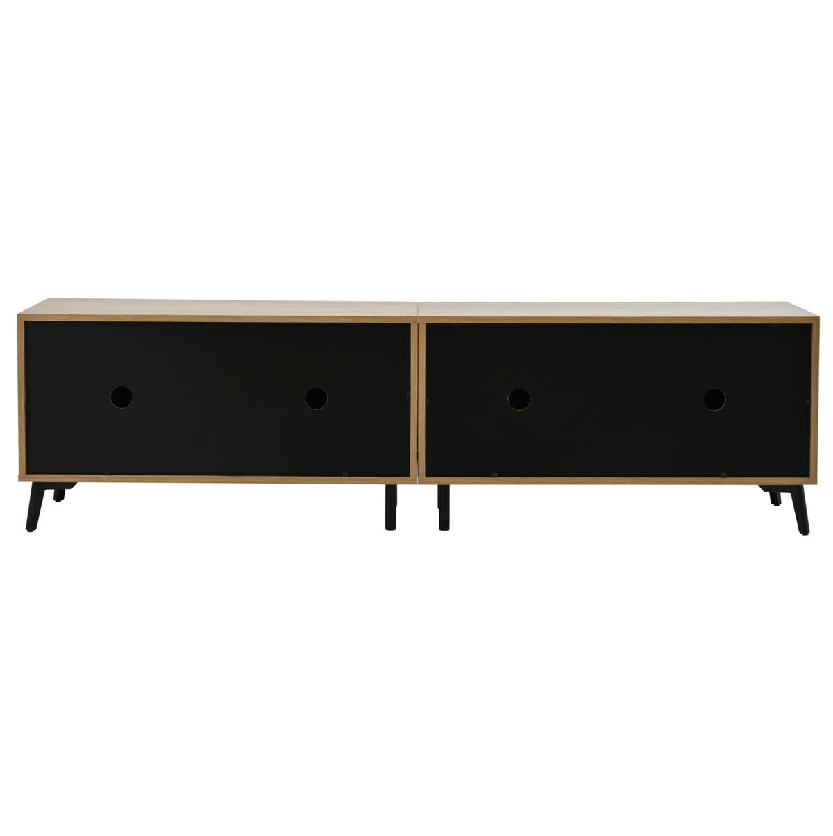 TV stolek 180/40/50 cm se 4 skříňkami, symetrický design a úložný prostor pro 75" TV, Přírodní - přírodní, kompozitní dřevo (180/50/40cm) - Redom