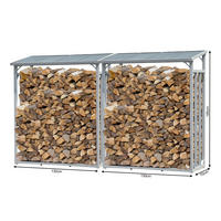 KAMINHOLZREGAL Außen 2 Stück 130x70x185 cm Aluminium Grau 3,2 m³ / 5 SRM - Grau, Metall (130/185/70cm) - QUICK STAR