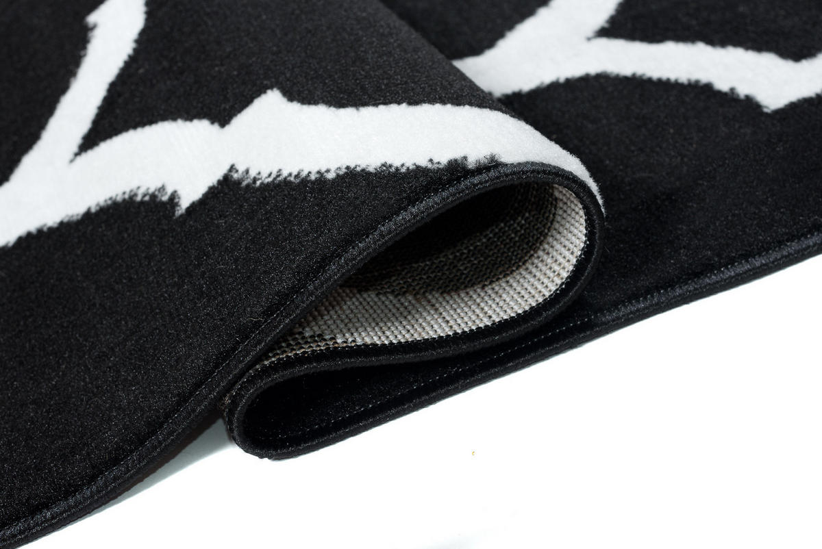 TEPPICH LUXURY Schwarz Marokkanisch Rauten 140/200 cm - Schwarz, Textil (140/200cm) - Tapiso