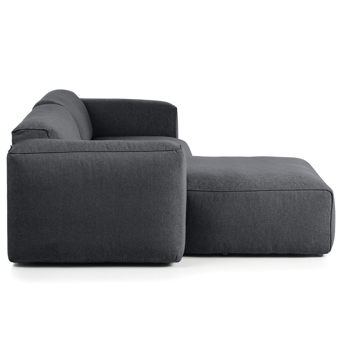 1,5-SITZER ECKSOFA mit Longchair - Schwarz/Grau, Kunststoff/Textil (260/173cm) - home24