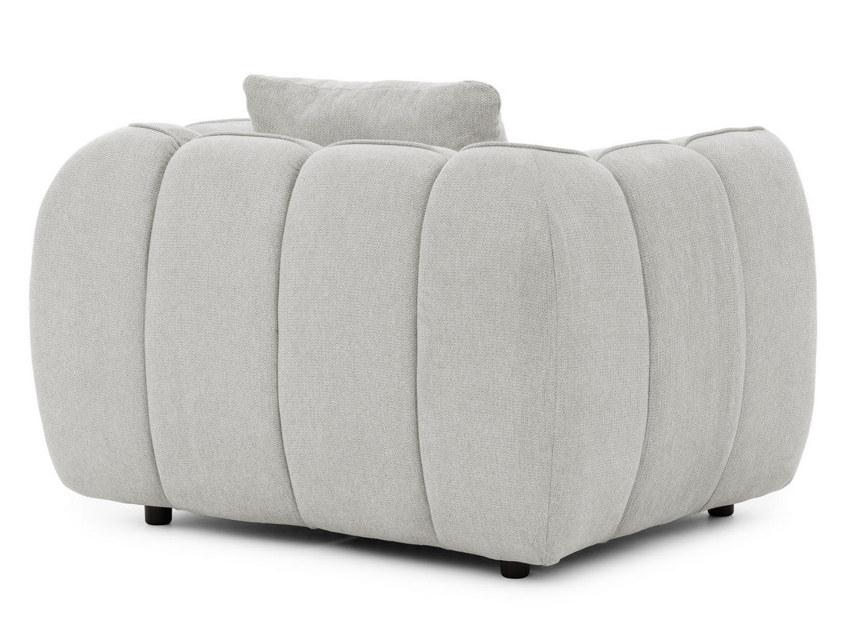 SITZGARNITUR 3+1 Nubira in tief gesteppter Bubble-Optik aus weichem Hellgrau Strukturstoff im modernen Design - Hellgrau/Schwarz, Holz/Kunststoff (228/69/89cm) - S-Style Möbel