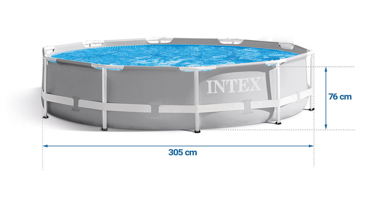POOL SET 305 x 76 cm, 3in1 - 26702 - Grau, Textil (305/76cm)