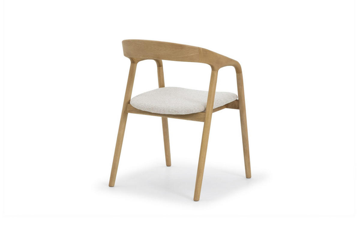 ESSZIMMERSTHUHL Celeste, Natur Massiveiche + beiges veganes Leder - Beige, Holz (53/80/62cm) - WOODEK