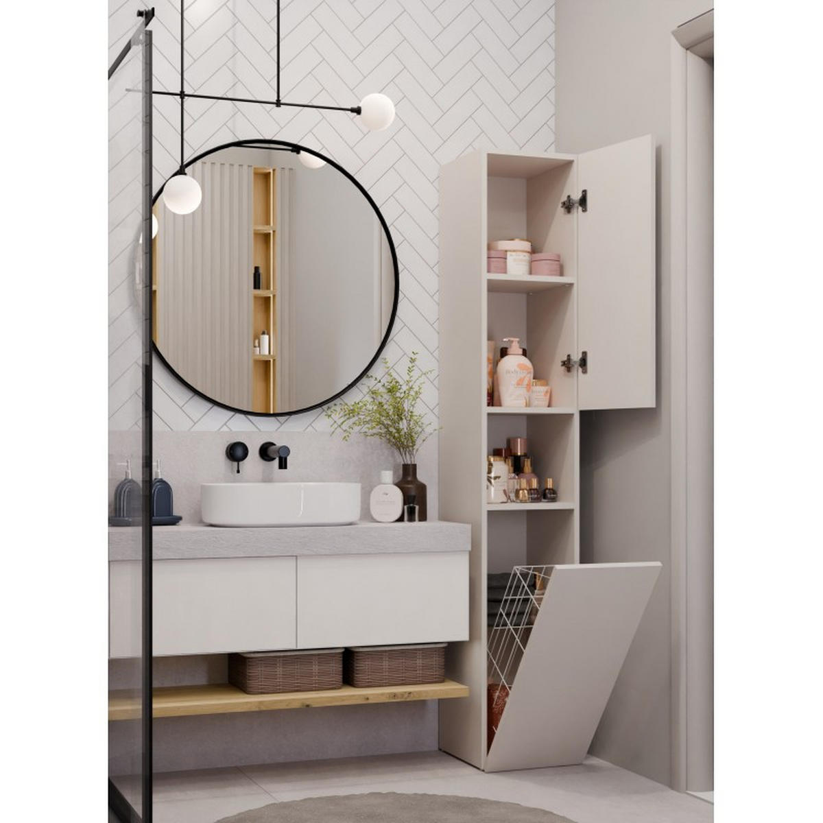 VYSOKÁ SKRÍŇ Kašmír 31/174/30 - kašmírová, kompozitné drevo (31/174/30cm) - RAUMHIRSCH FURNITURE