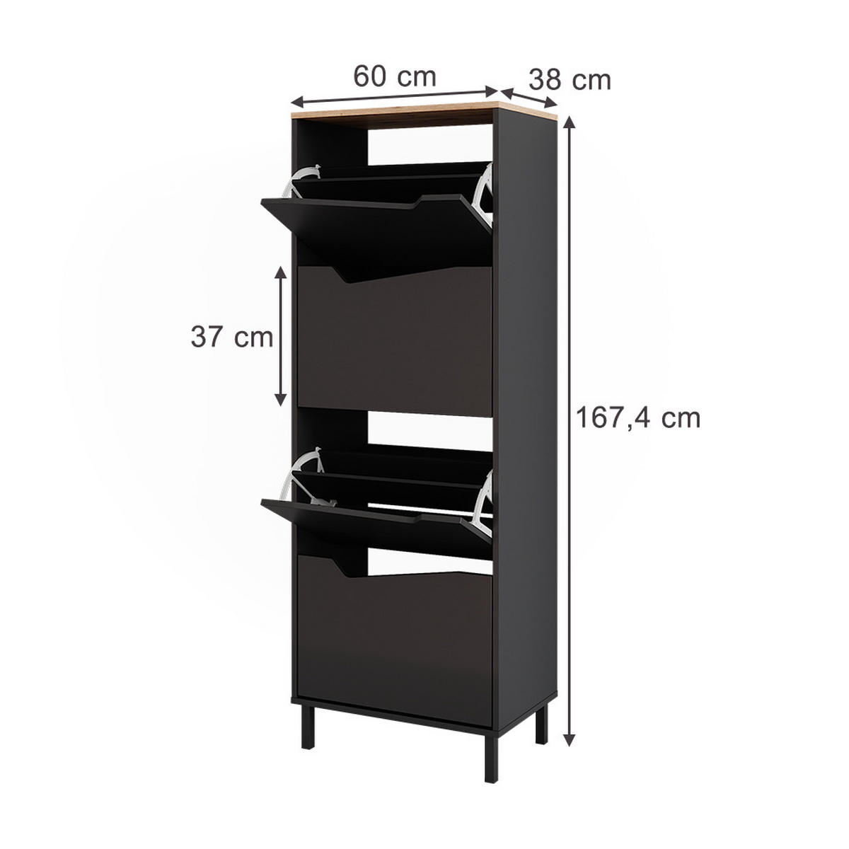 BOTNÍK NA BOTY Marelle Antracit/Artisan - světle šedá/antracitová, kompozitní dřevo (60/167.4/38cm) - Vicco