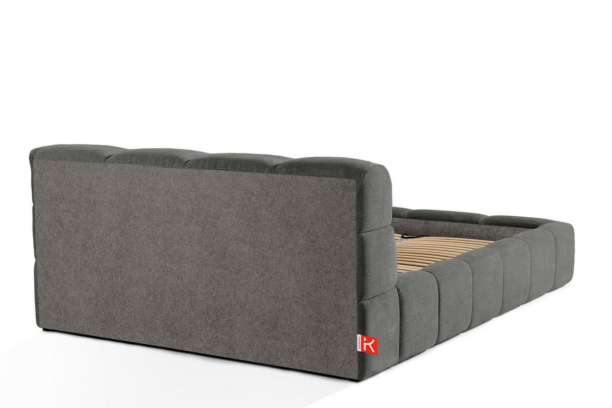 POLSTERBETT AERI 140/160/180/200 mit Rahmen und Bettkasten, grau - Grau, Holz/Holzwerkstoff (140/200cm) - KONSIMO®