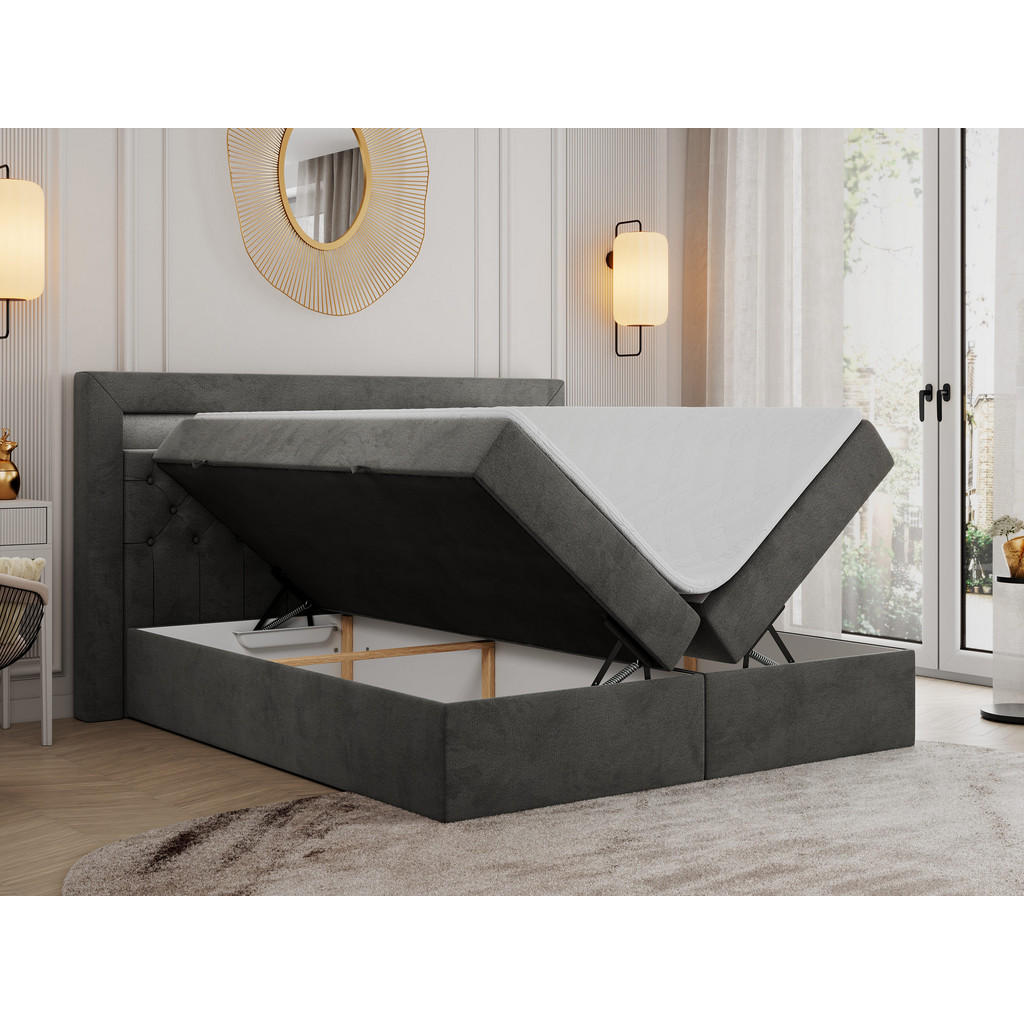 Thumbnail - MKS Boxbett, Dunkelgrau, Textil, 2-Sitzer, H3, Rechteckig, 200x200 cm, Schlafzimmer, Betten, Boxspringbetten