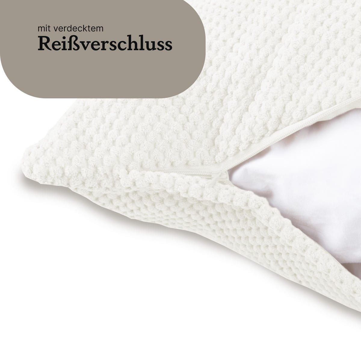 KISSENHÜLLE "Bubble" 60 cm x 60 cm in 3 Farben Offwhite - Weiß, Textil (60/60cm) - Bestlivings