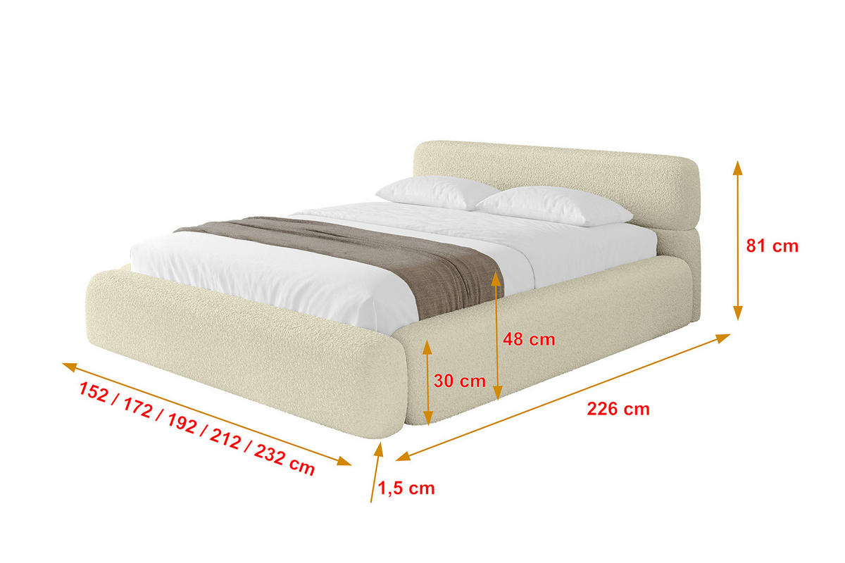 POLSTERBETT mit Bettkasten und Lattenrost, Boxbett ohne Matratze - ENORA-V1 120x200 Beige - Taupe, Holzwerkstoff/Textil (120/200cm) - ALTDECOR