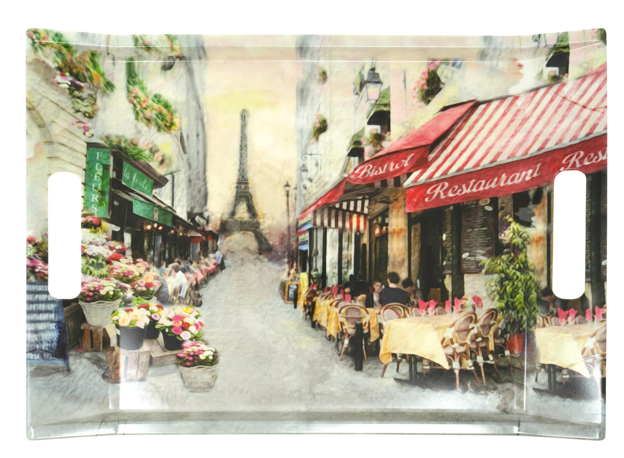 TABLETT Paris, rechteckige Serviertablett mit Griff 38x27 cm - Multicolor, Kunststoff (27/3/38cm) - Lashuma