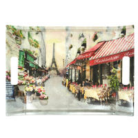 TABLETT Paris, rechteckige Serviertablett mit Griff 38x27 cm - Multicolor, Kunststoff (27/3/38cm) - Lashuma