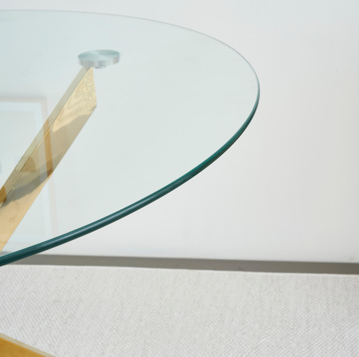 ESSTISCH 80/80/76 cm mit Tischplatte aus gehärtetem Glas und Kreuzgestell, Metall/Glas, Gold - Goldfarben, Metall (80/80/76cm) - Redom