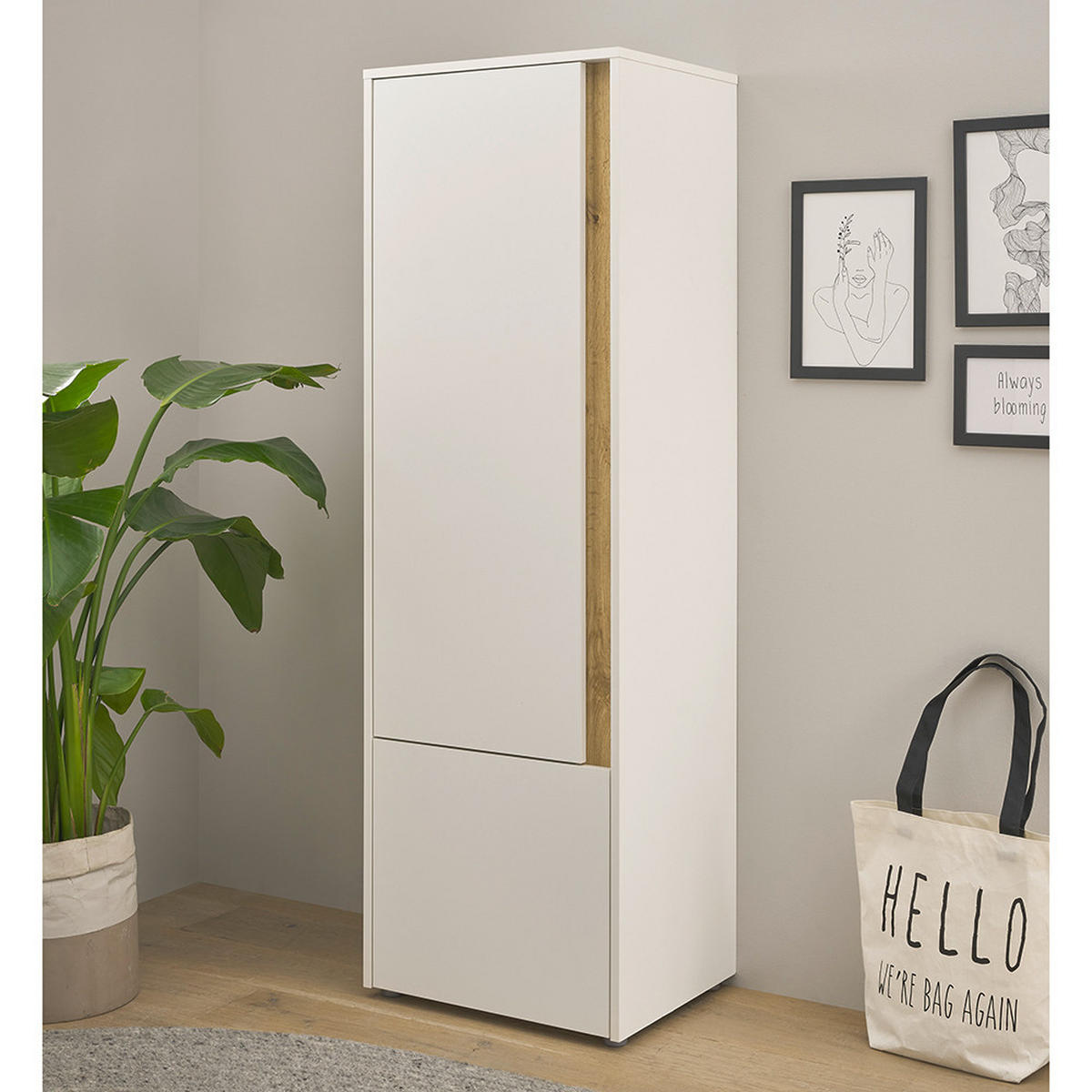 STAURAUMSCHRANK Crisp-61 - Weiß, Holzwerkstoff (50/157/40cm) - Lomado