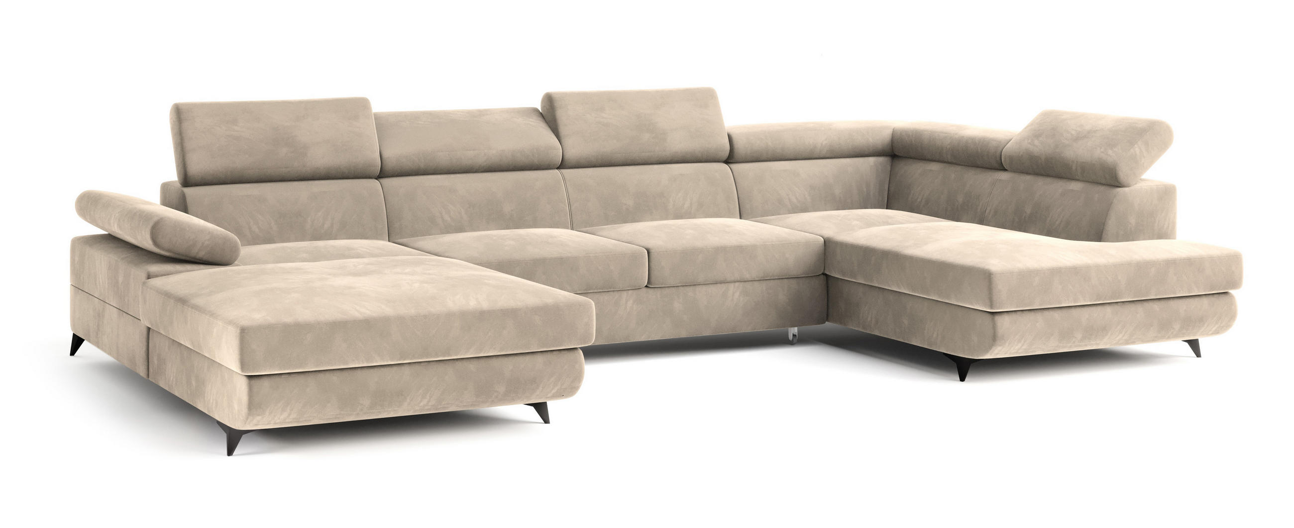 ROHOVÁ SEDAČKA RUBANO krémová - černá/krémová, kov/dřevo (339/190cm) - MASSENO