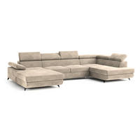 ROHOVÁ SEDAČKA RUBANO krémová - černá/krémová, kov/dřevo (339/190cm) - MASSENO