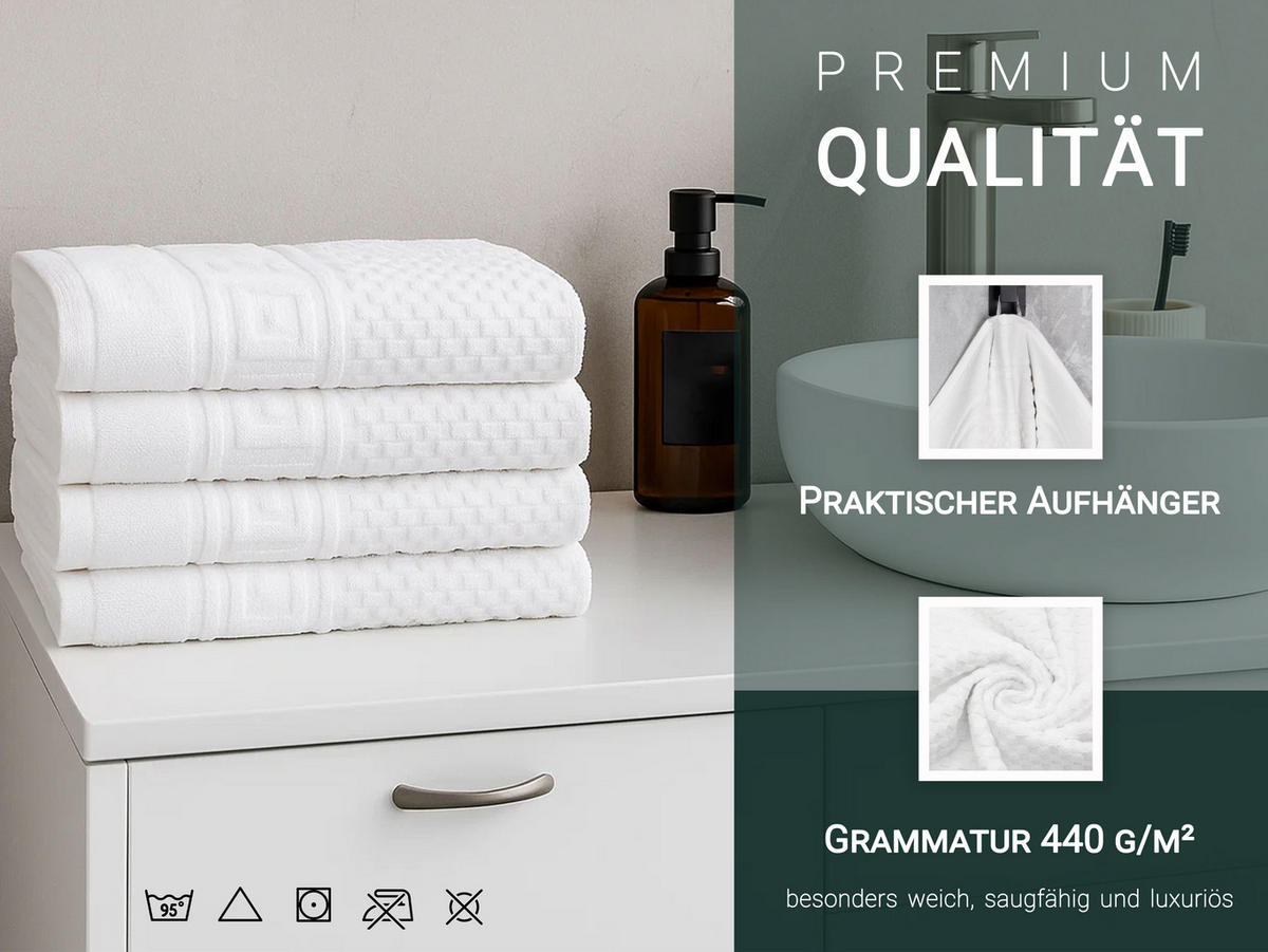 HANDTÜCHER, 4er-Set, 50x100 cm, 100% Baumwolle, Weiß - Weiß, Textil (50/100cm) - Zollner