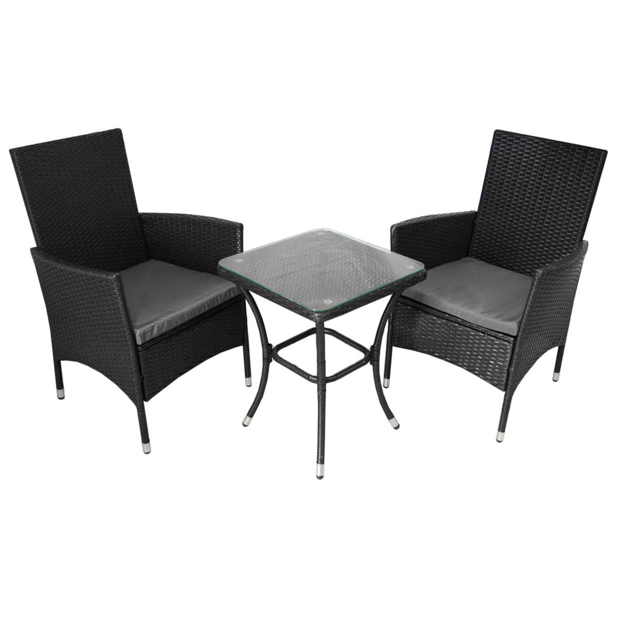 RATTAN-BISTRO-SET Schwarz - Schwarz, Kunststoff - Monstershop