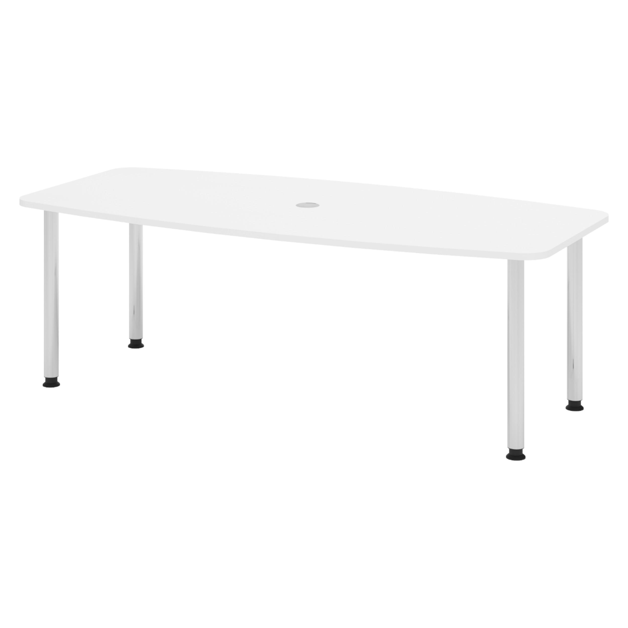 KONFERENZTISCH klein KT22 103/220/74,5 cm in Weiß/Chromfüße - Chromfarben/Weiß, Holzwerkstoff (103/220/74.5cm) - bümö