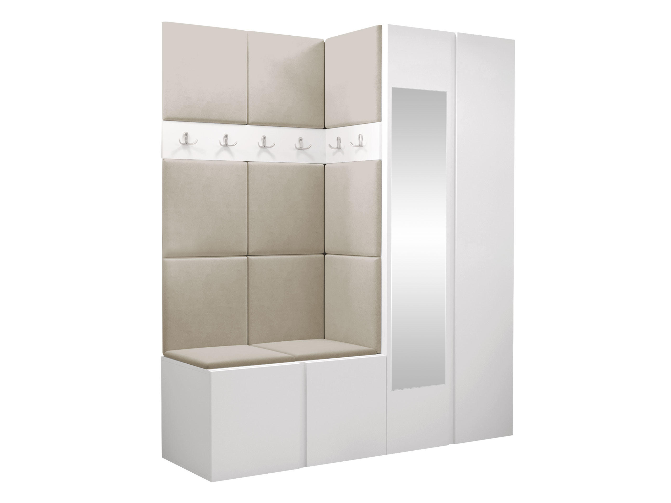 GARDEROBEN-SET Orion XII - Beige/Weiß, Holzwerkstoff/Kunststoff (158/186/46cm) - MIRJAN24