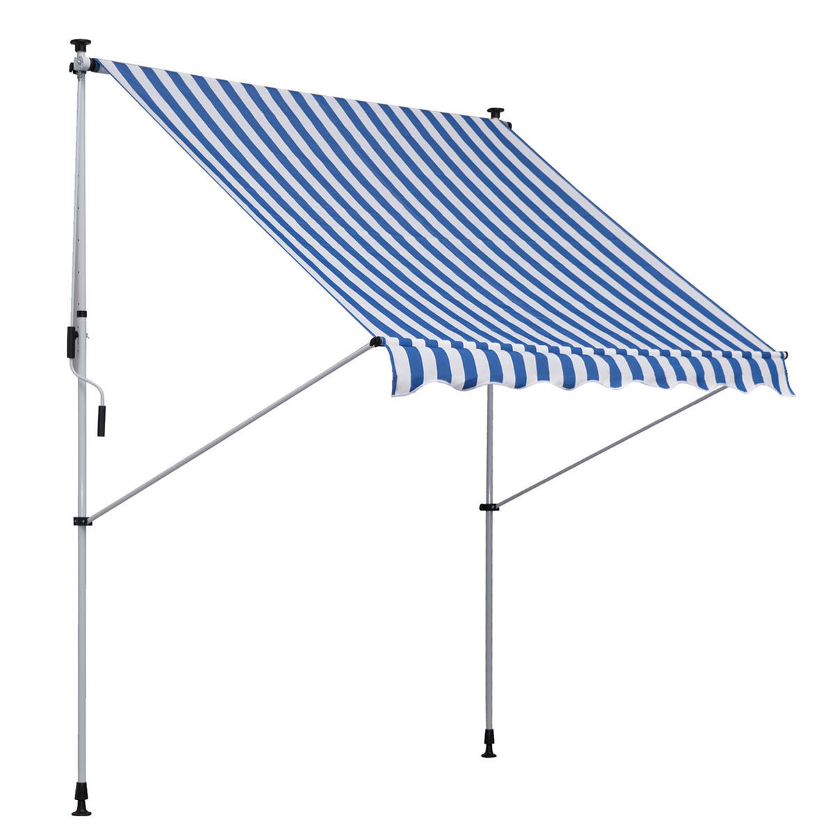 MARKISE Faltarm Gelenkarmmarkise Sonnenschutz Handkurbel Balkon Alu 2x1,5m Blau - Blau, Metall (150/280/200cm) - Outsunny