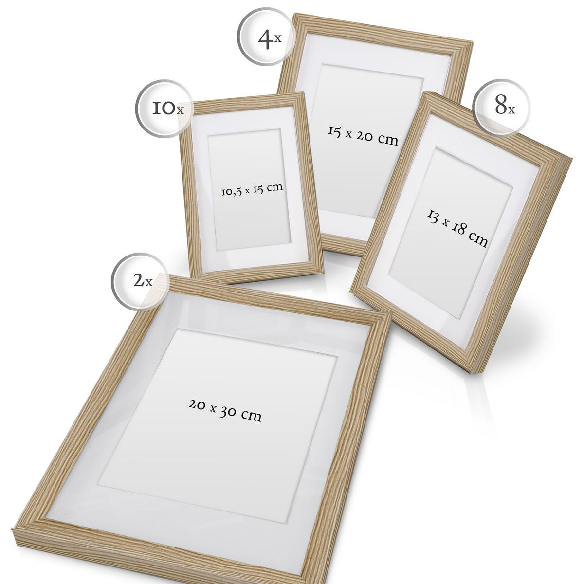 BILDERRAHMEN Nature MDF Eiche (24tlg) - Eichefarben, Holzwerkstoff (26/27/36cm) - BoMoe
