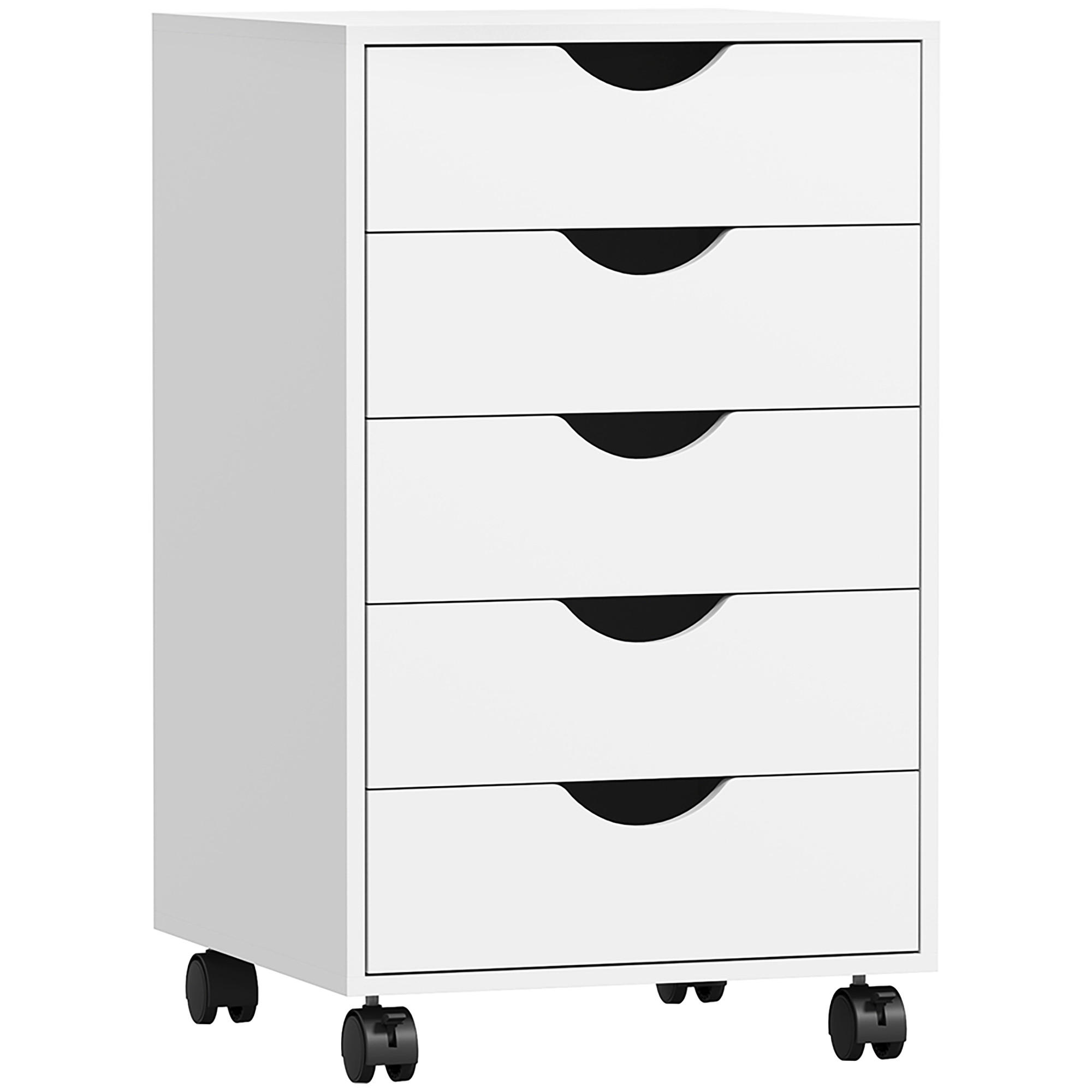ROLLCONTAINER DE-14479 mit 5 Schubladen Weiß - Weiß, Holzwerkstoff (40/67/40cm) - ComfortXL