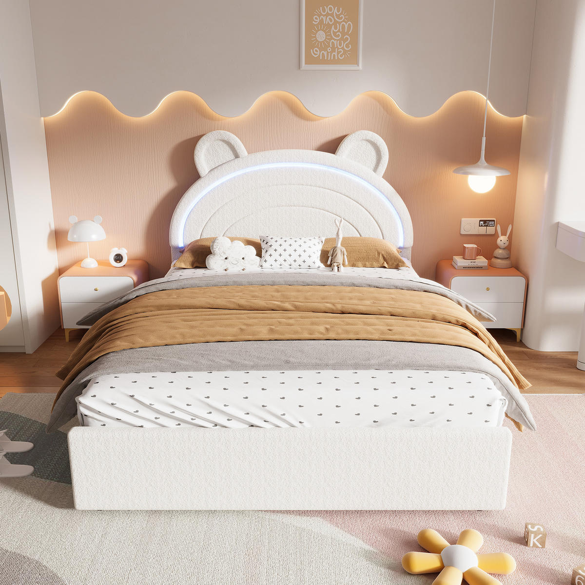 KINDERBETT 140/200 cm Beige - Beige, Textil