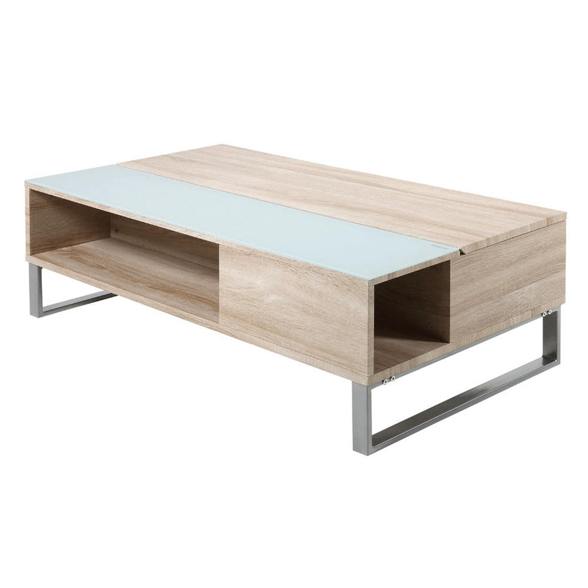 COUCHTISCH Kostrena in Sonoma Eiche 110/60 cm - Beige/Silberfarben, Holzwerkstoff/Metall (110/60/35cm) - Selsey