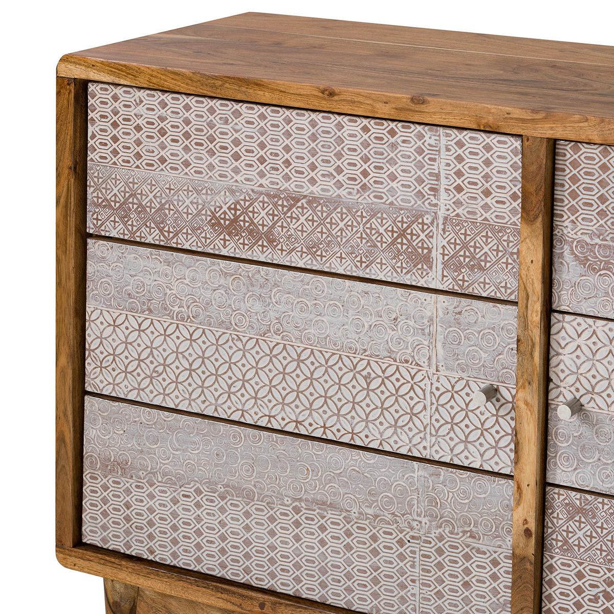 KOMMODE - Akazie massiv / Metall - Akaziefarben, Holz (118/77/40cm) - home24