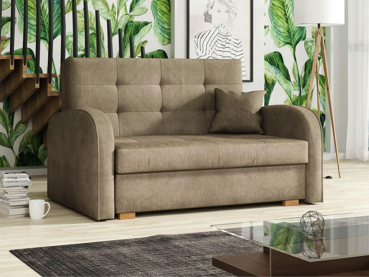 SCHLAFSOFA Viva Gold II - Beige/Braun, Holz/Textil (133/85/98cm) - MIRJAN24