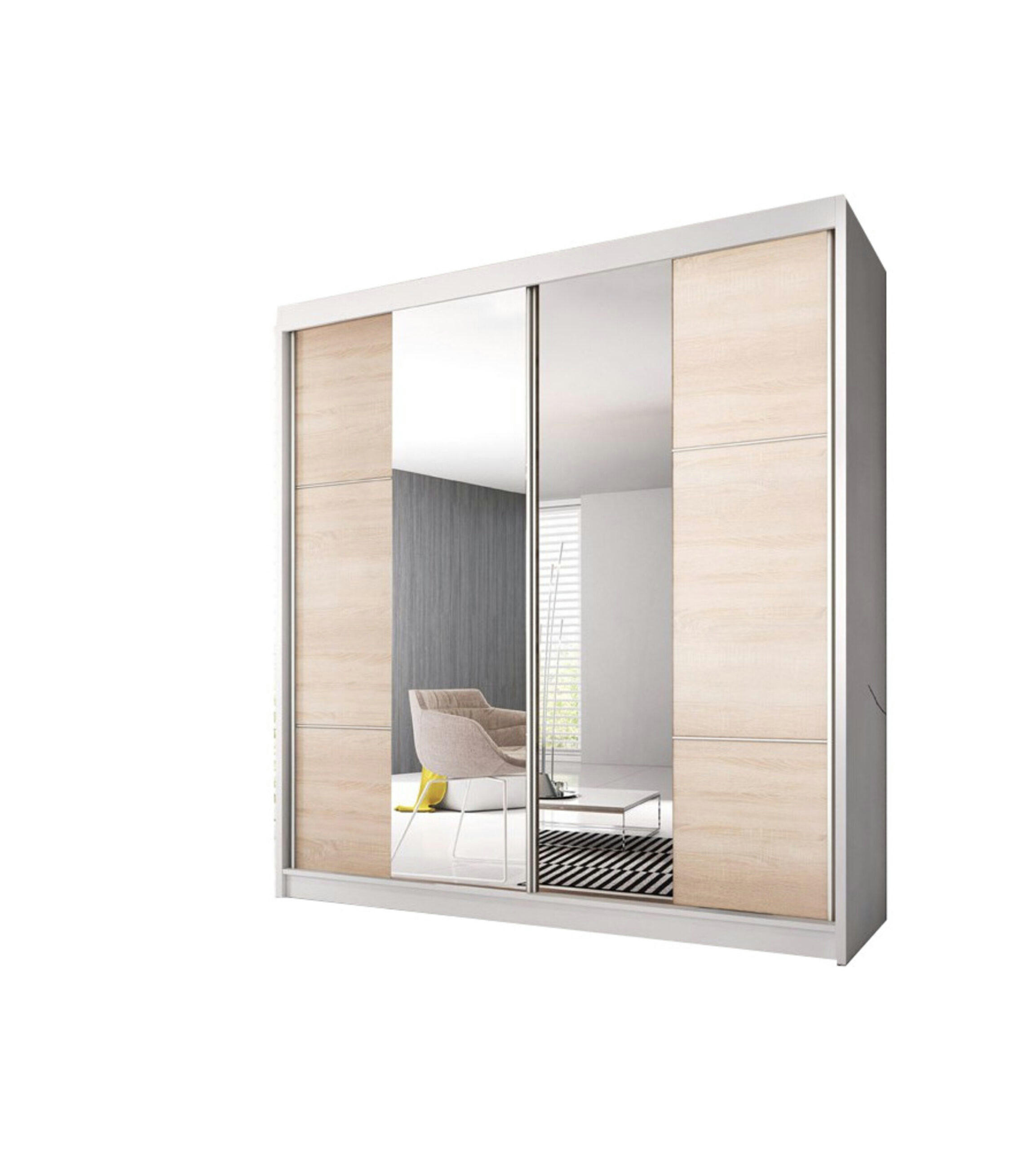 SCHIEBETÜRENSCHRANK - BEN 36 233 CM (Weiß) - Weiß, Holzwerkstoff (233/218/61cm) - Möblo