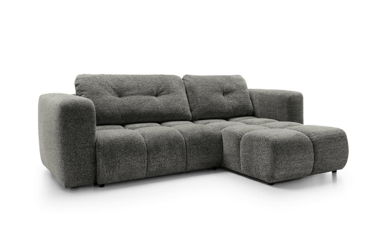ECKSOFA ARTE 02 Grau Chenille mit Schlaffunktion - Grau, Holz (273/176cm) - MASSENO