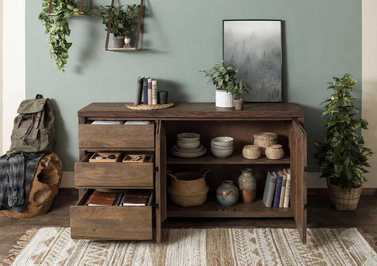 SIDEBOARD Mango 146x45x80 braun geölt PURE MANGO #216 - Braun, Holz (146/80/45cm) - Massivmoebel24