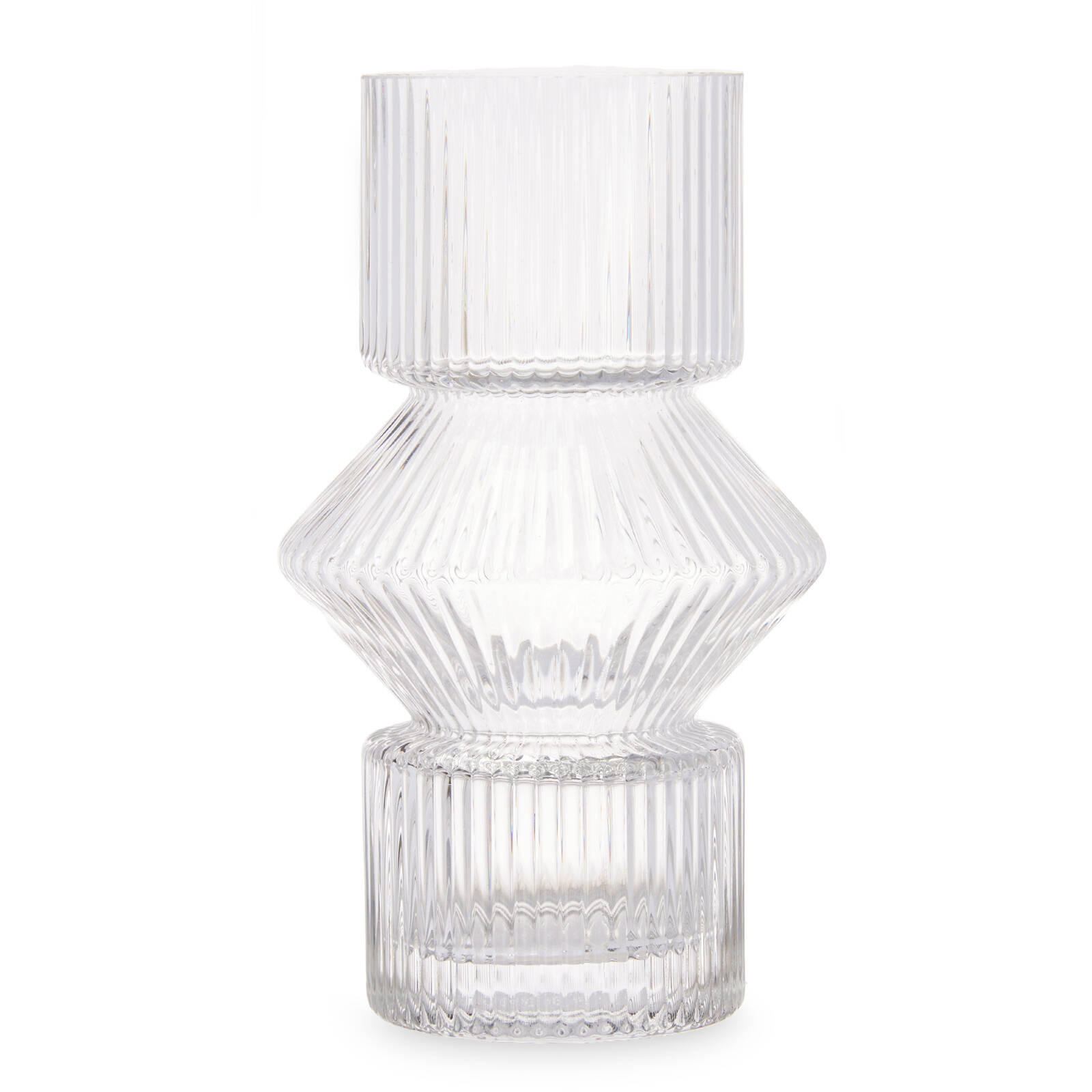 VASE Geriffeltes Glas 9,5/16,5 cm - Transparent, Glas (9.5/16.5cm) - Giftdecor