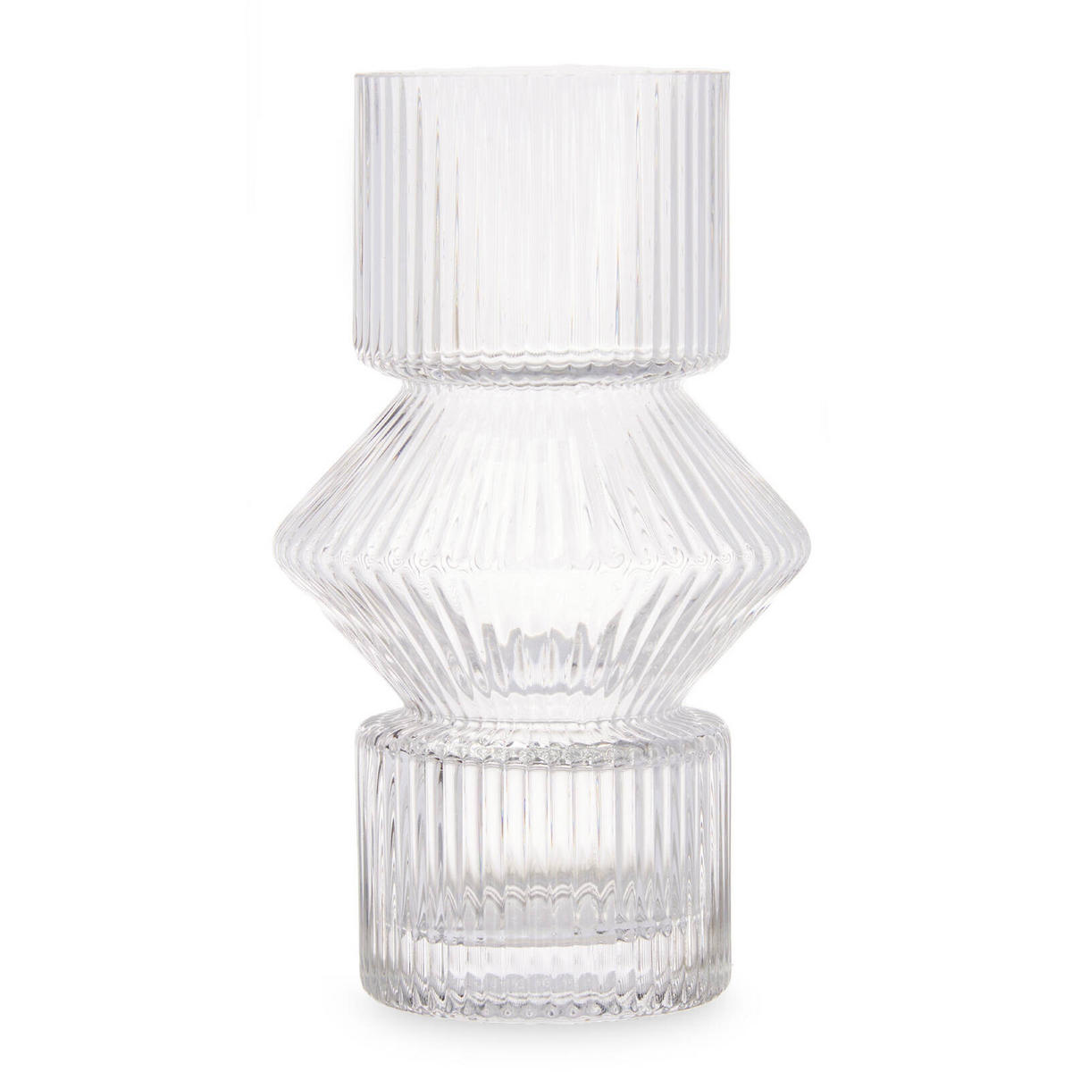 VASE Geriffeltes Glas 9,5/16,5 cm - Transparent, Glas (9.5/16.5cm) - Giftdecor
