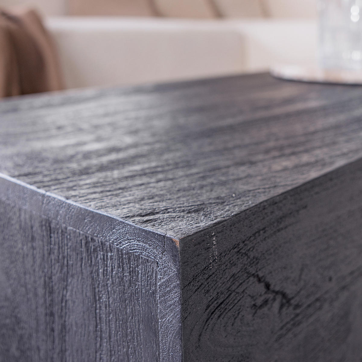 COUCHTISCH - Akazie massiv Schwarz - Schwarz/Akaziefarben, Holz (45/120/35cm) - home24