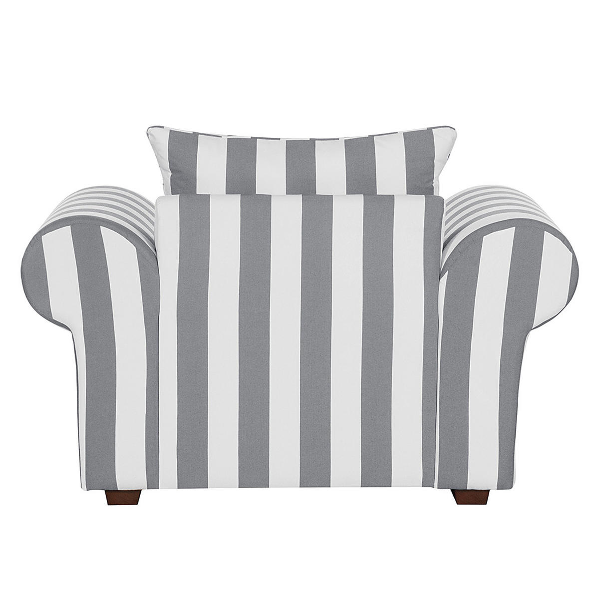 SESSEL - Webstoff - Grau gestreift - Grau, Holz/Textil (130/88/88cm) - home24