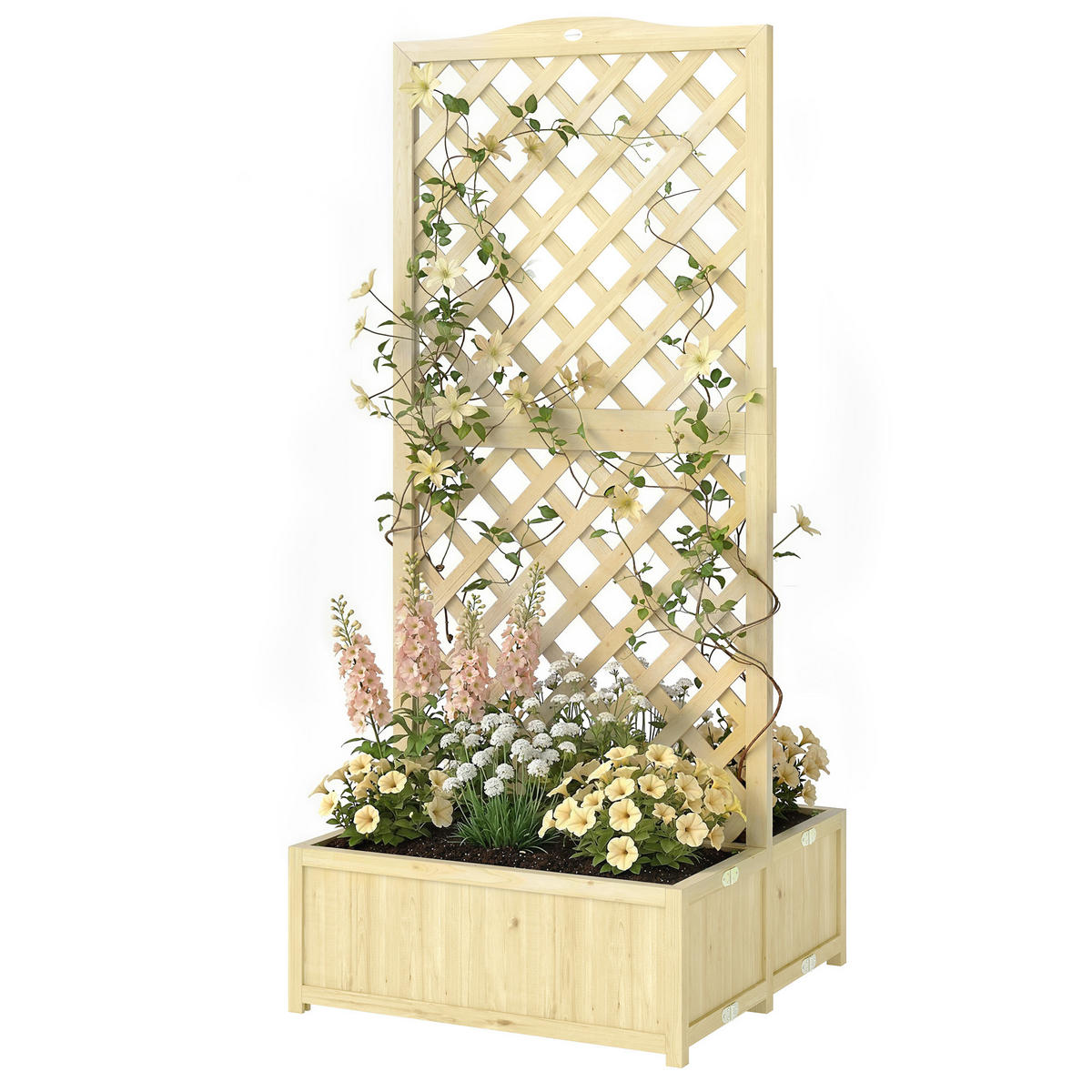 HOCHBEET DE-12299 klappbare Doppelbo/, 140 cm Rankhilfe Natur - Naturfarben, Holz (73/170/70cm) - ComfortXL