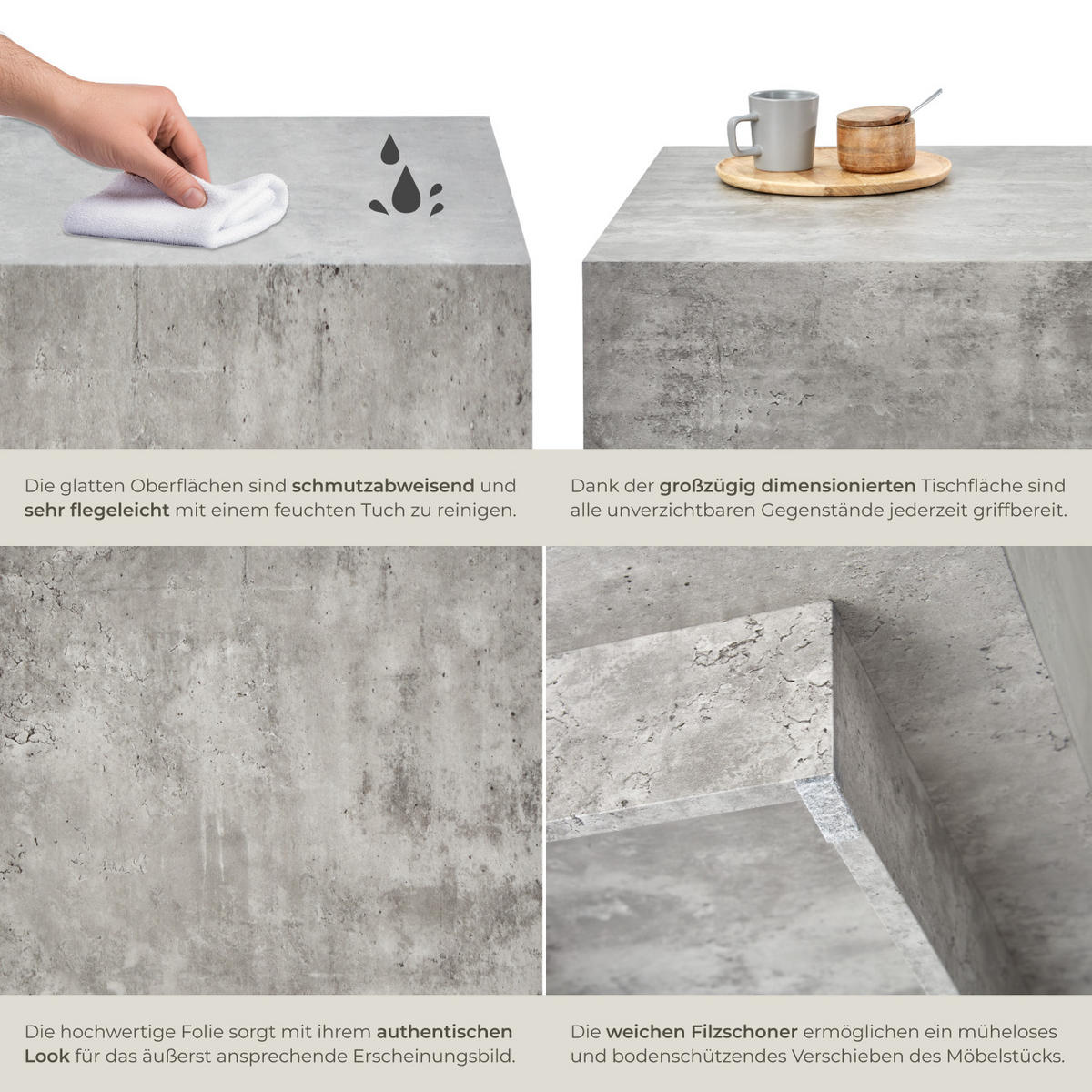 COUCHTISCH Lasley,120 x 60 x 35 cm,Beton Optik - Grau, Holz (60/120/35cm) - tectake