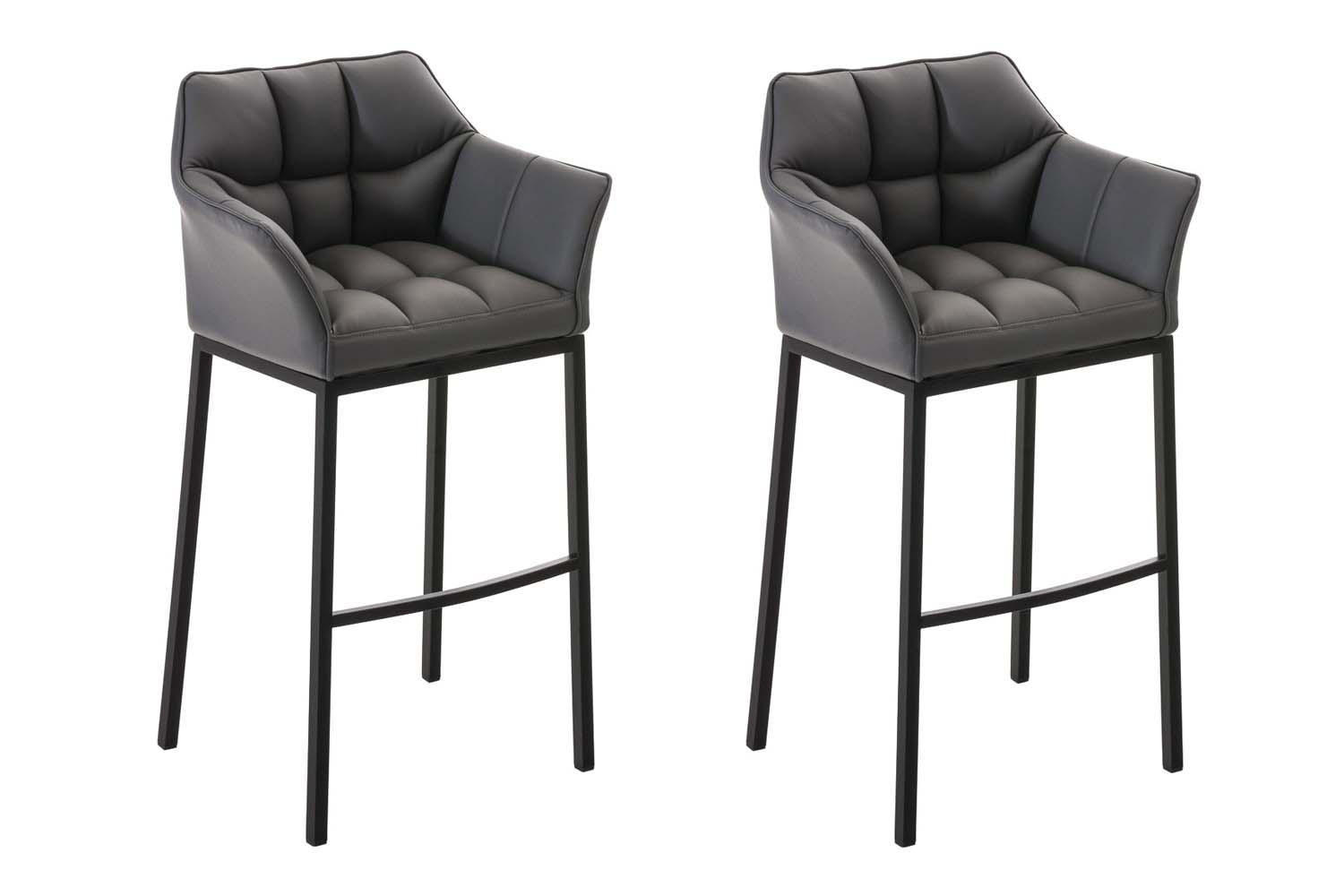 BARHOCKER 2er Set Lederlook Grau - Schwarz/Grau, Textil/Metall (64/110/48cm) - CLP