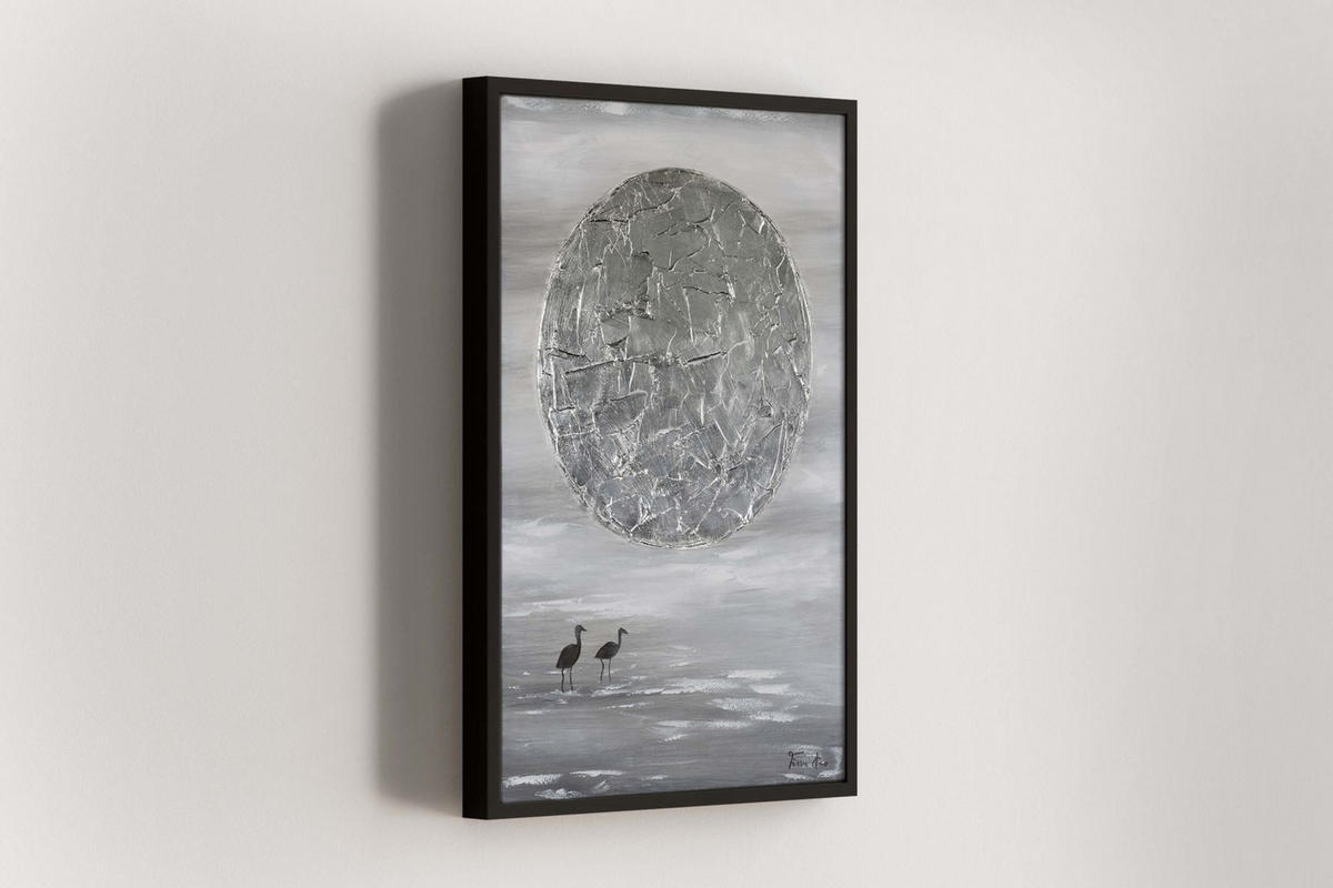 ACRYLBILD HANDGEMALT 60/90 cm - Silberfarben/Grau, Holz/Textil (60/90cm) - KUNSTLOFT