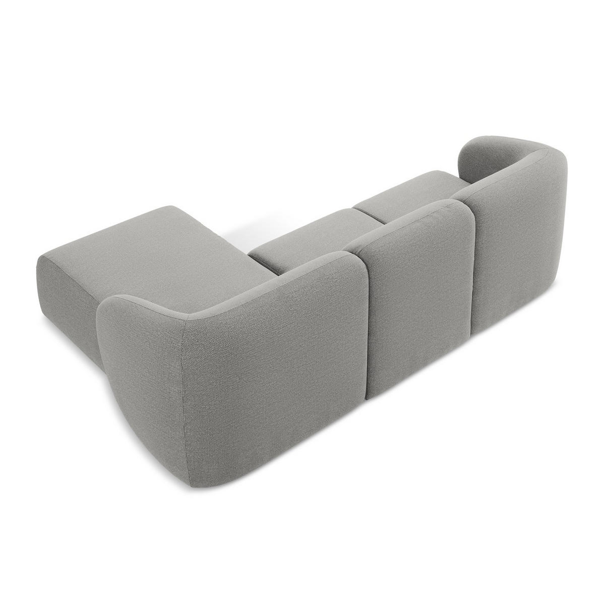 ECKSOFA Rechts Bouclé Stoff Grau - Hellgrau/Schwarz, Holzwerkstoff/Kunststoff (248/166cm) - LaMiaSofa