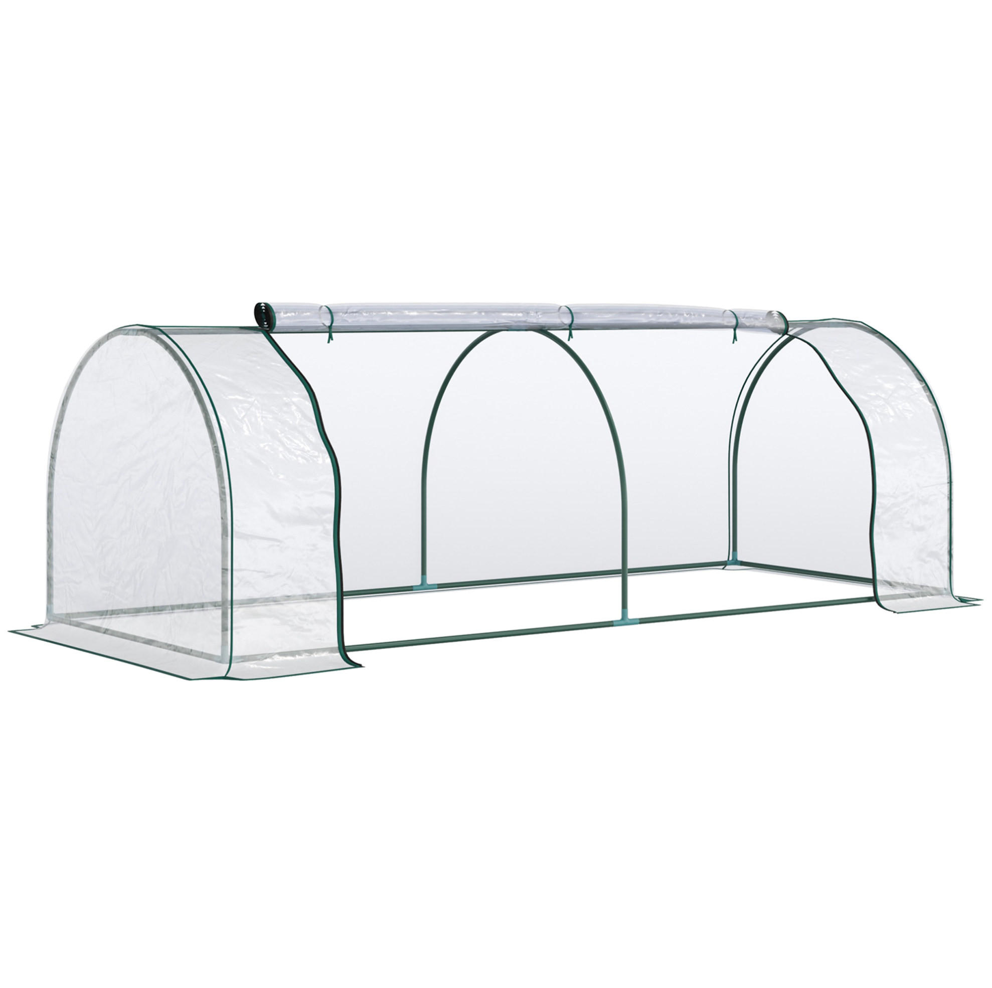 GEWÄCHSHAUS 250/80/100 cm Transparent aus Kunststoff mit Tür - Transparent, Kunststoff (100/80/250cm) - OKMYHOME
