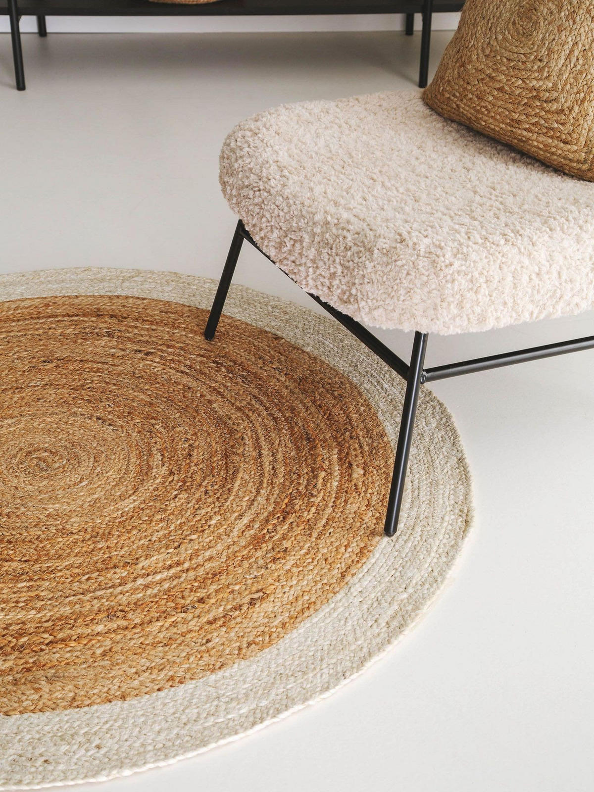 JUTOVÝ koberec Jutta Slonová kosť/Zelená ø 115 cm okrúhly - béžová, prírodné materiály (115/1cm) - KUNSTLOFT