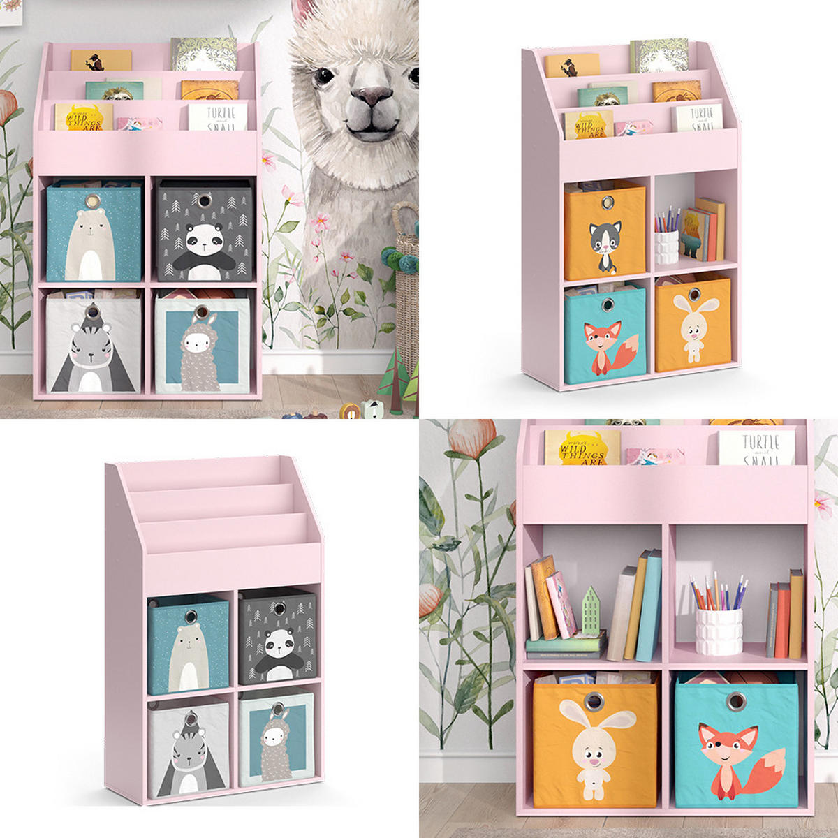 KINDERREGAL Luigi Rosa 72 x 114.2 cm ohne Faltboxen - Rosa, Holzwerkstoff (72/114.2/31.2cm) - Vicco