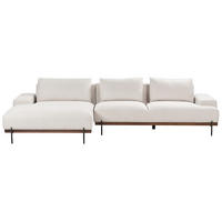 3-SITZER-ECKSOFA hellbeige linksseitig Mariferd - Beige/Dunkelbraun, Textil (316/146cm) - Beliani